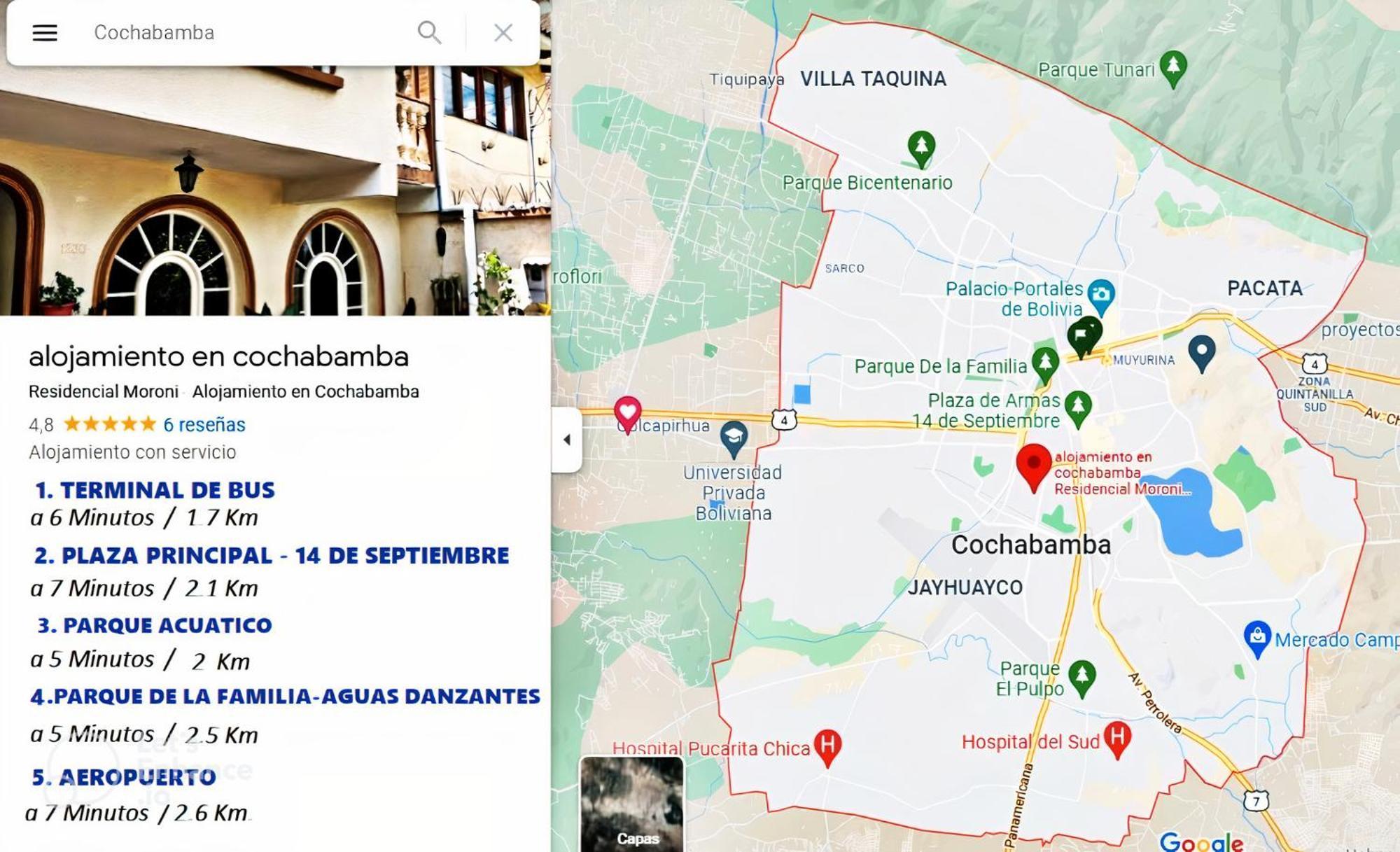 Bed and Breakfast Residencial Moroni - Alojamiento En Cochabamba Zewnętrze zdjęcie